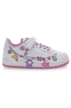 Weiße Sneakers mit rosa bunten Designs PITT KIDS K191562