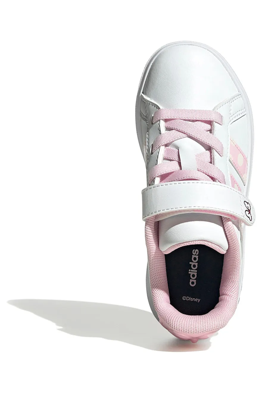 Weiße Sneakers mit rosa Details und Klettverschluss Adidas Grand Court Minnie El K