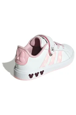 Weiße Sneakers mit rosa Details und Klettverschluss Adidas Grand Court Minnie El K