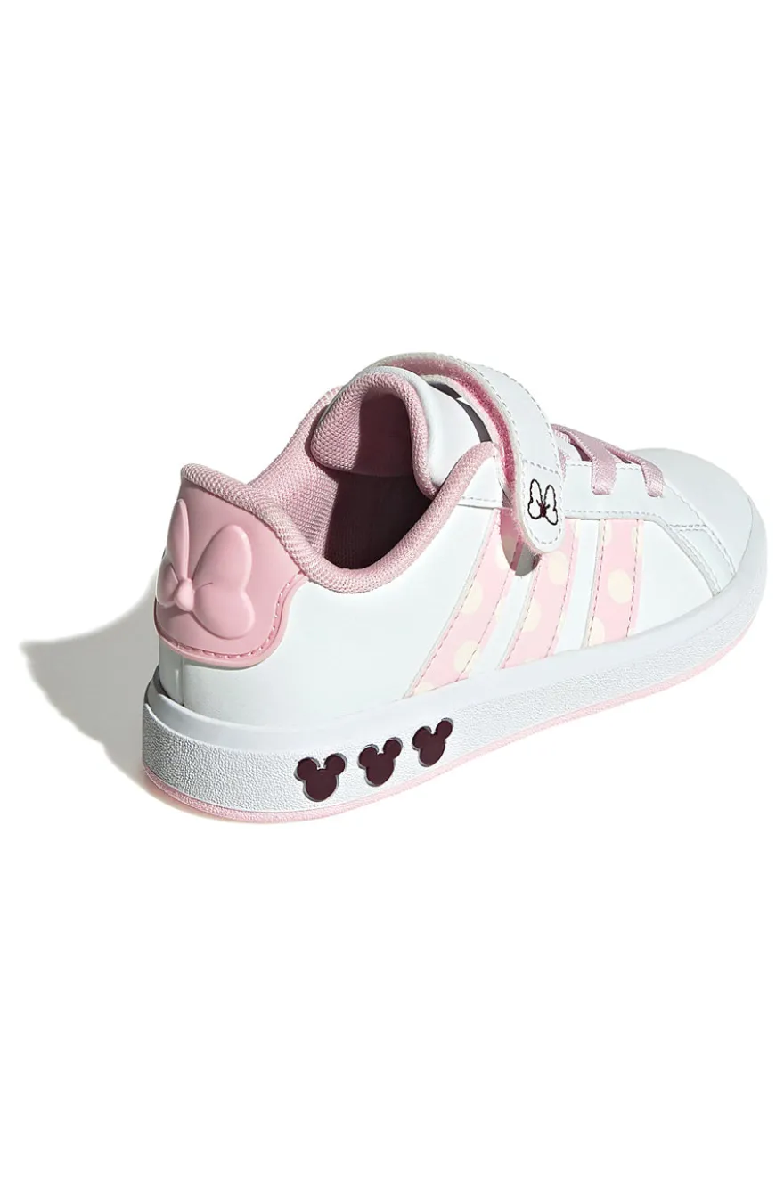 Weiße Sneakers mit rosa Details und Klettverschluss Adidas Grand Court Minnie El K