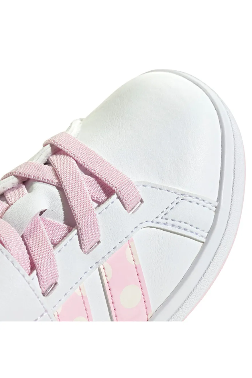 Weiße Sneakers mit rosa Details und Klettverschluss Adidas Grand Court Minnie El K
