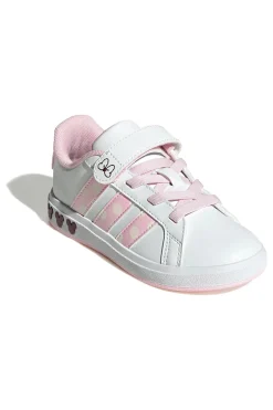 Weiße Sneakers mit rosa Details und Klettverschluss Adidas Grand Court Minnie El K