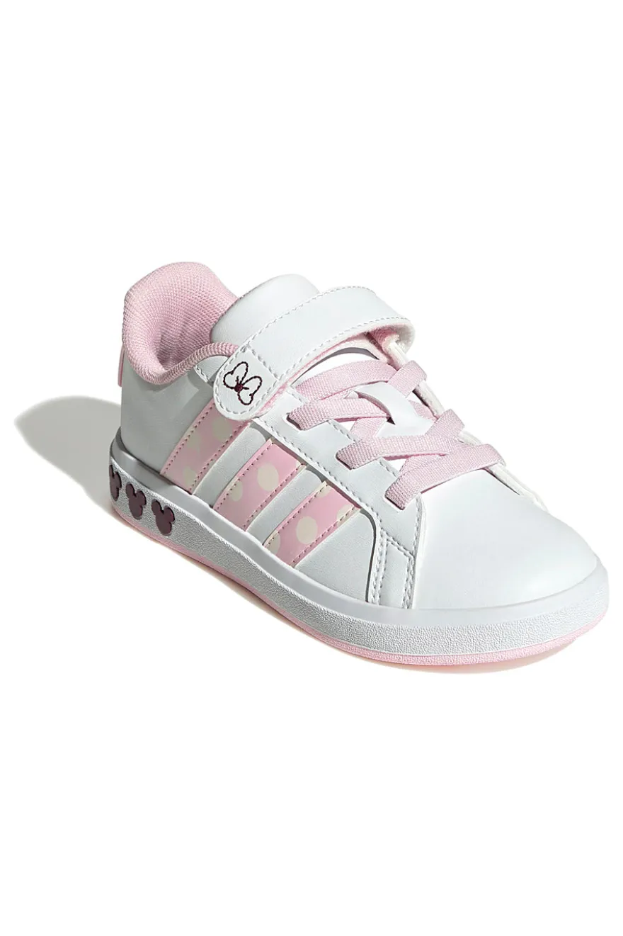 Weiße Sneakers mit rosa Details und Klettverschluss Adidas Grand Court Minnie El K