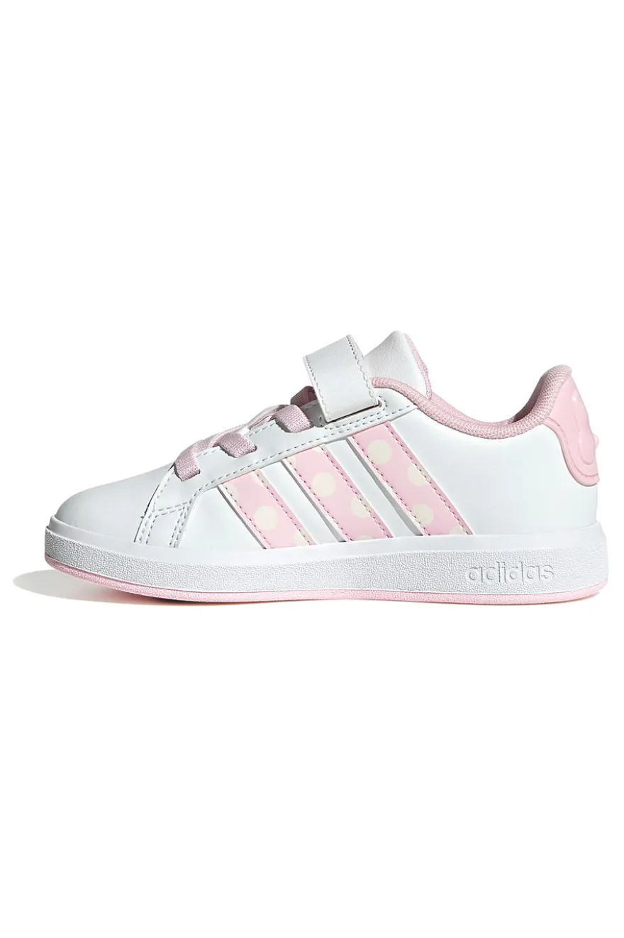 Weiße Sneakers mit rosa Details und Klettverschluss Adidas Grand Court Minnie El K