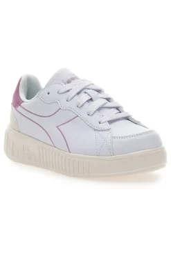 Weiße Sneakers mit rosa Details und hoher Sohle Diadora Game Step Tutu PS