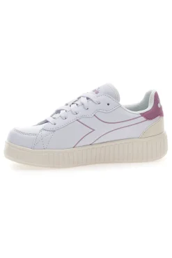 Weiße Sneakers mit rosa Details und hoher Sohle Diadora Game Step Tutu PS