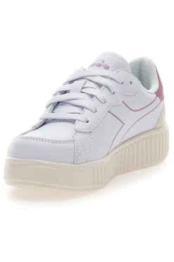 Weiße Sneakers mit rosa Details und hoher Sohle Diadora Game Step Tutu PS