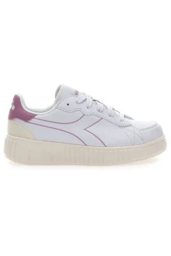 Weiße Sneakers mit rosa Details und hoher Sohle Diadora Game Step Tutu PS