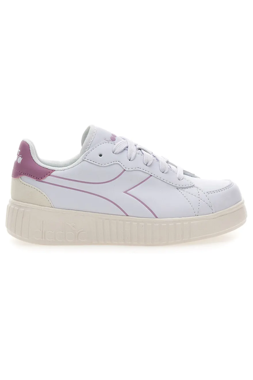 Weiße Sneakers mit rosa Details und hoher Sohle Diadora Game Step Tutu PS