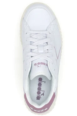 Weiße Sneakers mit rosa Details und hoher Sohle Diadora Game Step Tutu PS