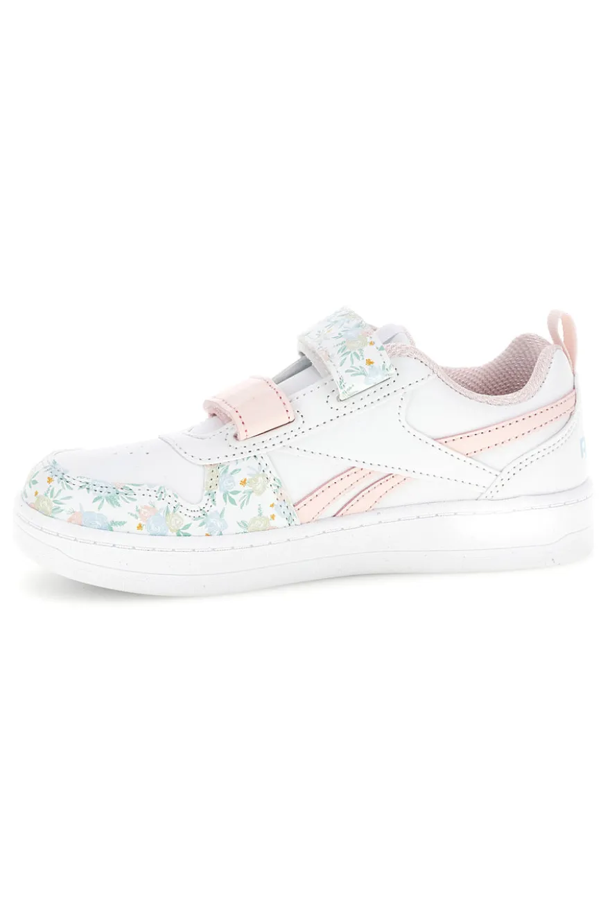 Weiße Turnschuhe mit Blumendruck und doppeltem Riemen Reebok Royal Prime 2.0 Two Strap Hoop & Loop