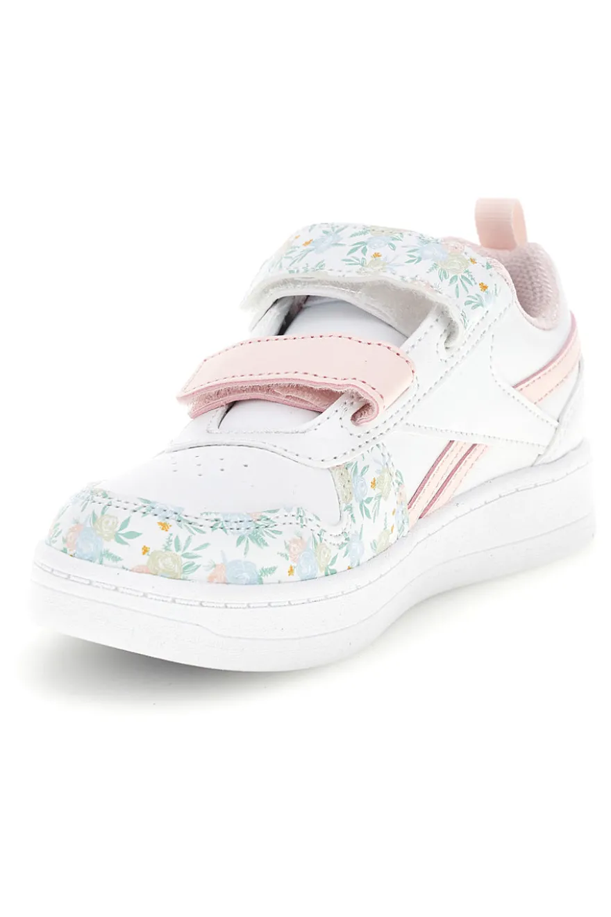 Weiße Turnschuhe mit Blumendruck und doppeltem Riemen Reebok Royal Prime 2.0 Two Strap Hoop & Loop