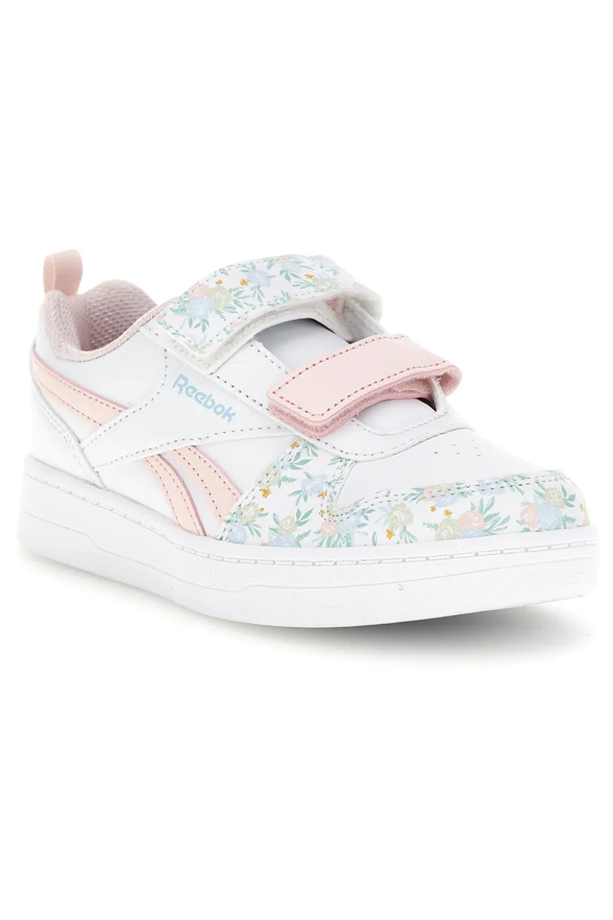 Weiße Turnschuhe mit Blumendruck und doppeltem Riemen Reebok Royal Prime 2.0 Two Strap Hoop & Loop