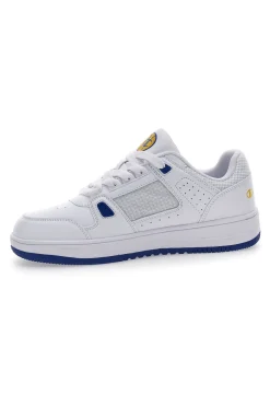 Weiße Turnschuhe mit gelbem Champion Rebound Summerized Low-Logo