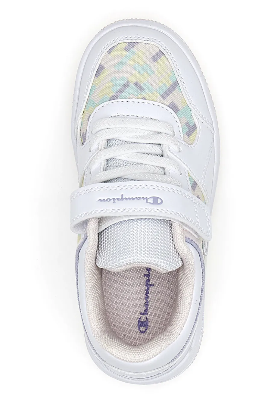 Weiße Turnschuhe mit Klettverschluss-Champion-Rebound-Grafik