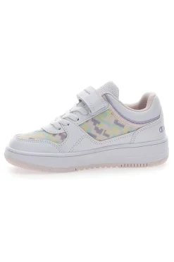 Weiße Turnschuhe mit Klettverschluss-Champion-Rebound-Grafik