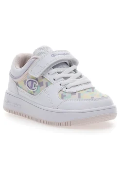 Weiße Turnschuhe mit Klettverschluss-Champion-Rebound-Grafik
