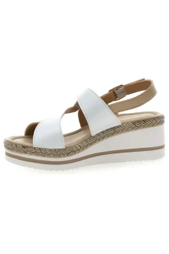 Weiße und beige Sandale mit mittlerem Keilabsatz PITTARELLO LOOK MK3313109