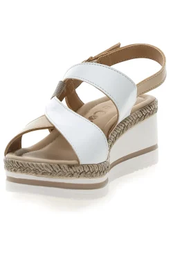Weiße und beige Sandale mit mittlerem Keilabsatz PITTARELLO LOOK MK3313109