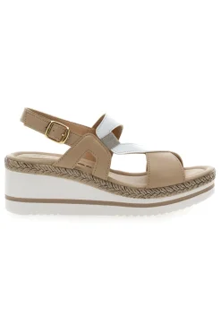 Weiße und beige Sandale mit mittlerem Keilabsatz PITTARELLO LOOK MK3313109