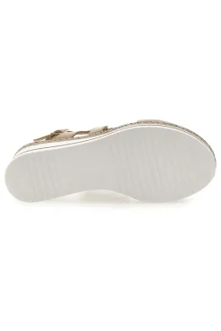 Weiße und beige Sandale mit mittlerem Keilabsatz PITTARELLO LOOK MK3313109
