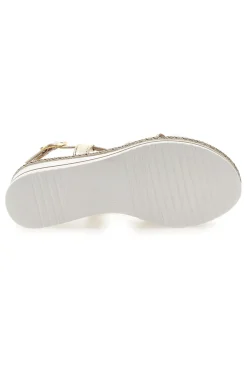 Weiße und beige Sandale mit mittlerem Keilabsatz PITTARELLO LOOK MK3234109