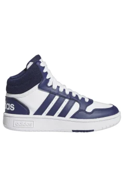 Weiße und blaue Mid-Cut-Sneaker Adidas Hoops 3 Mid K