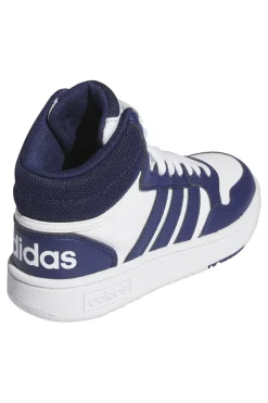 Weiße und blaue Mid-Cut-Sneaker Adidas Hoops 3 Mid K