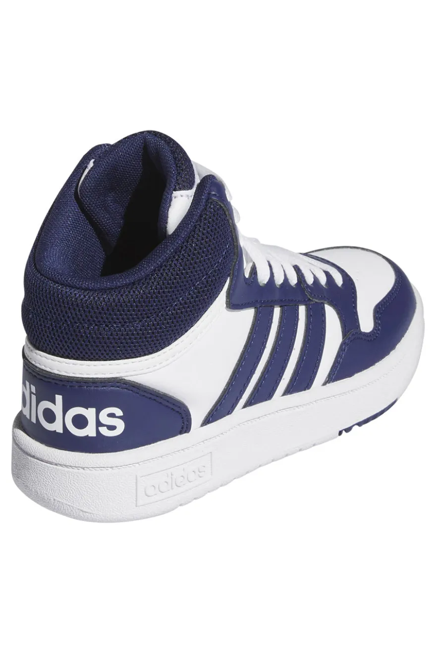 Weiße und blaue Mid-Cut-Sneaker Adidas Hoops 3 Mid K