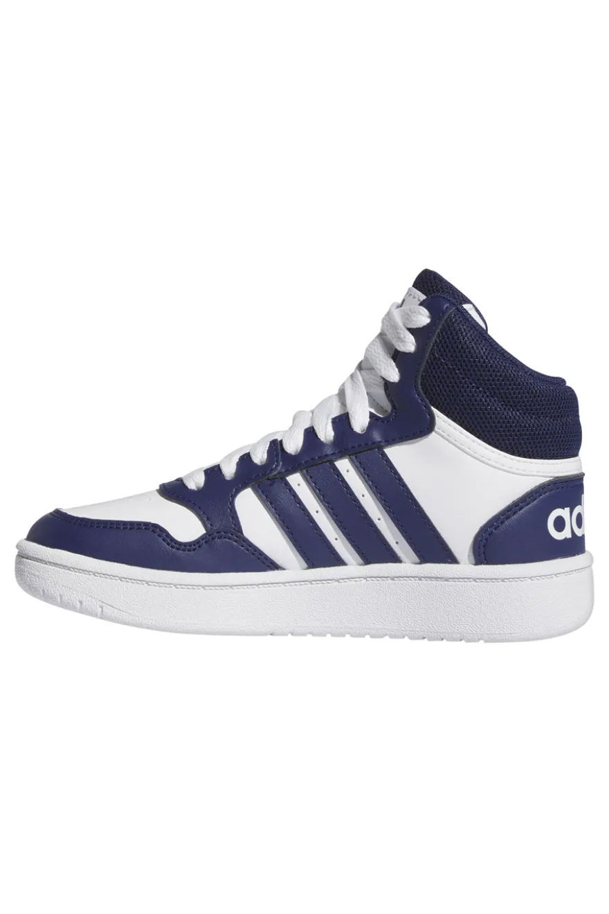 Weiße und blaue Mid-Cut-Sneaker Adidas Hoops 3 Mid K