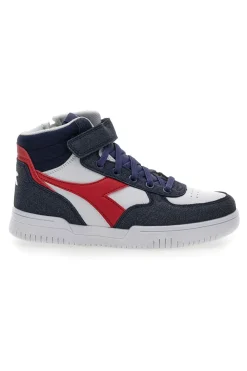 Weiße und blaue Mid-Cut-Sneaker mit seitlichem Reißverschluss DIADORA MID RAPTOR PS