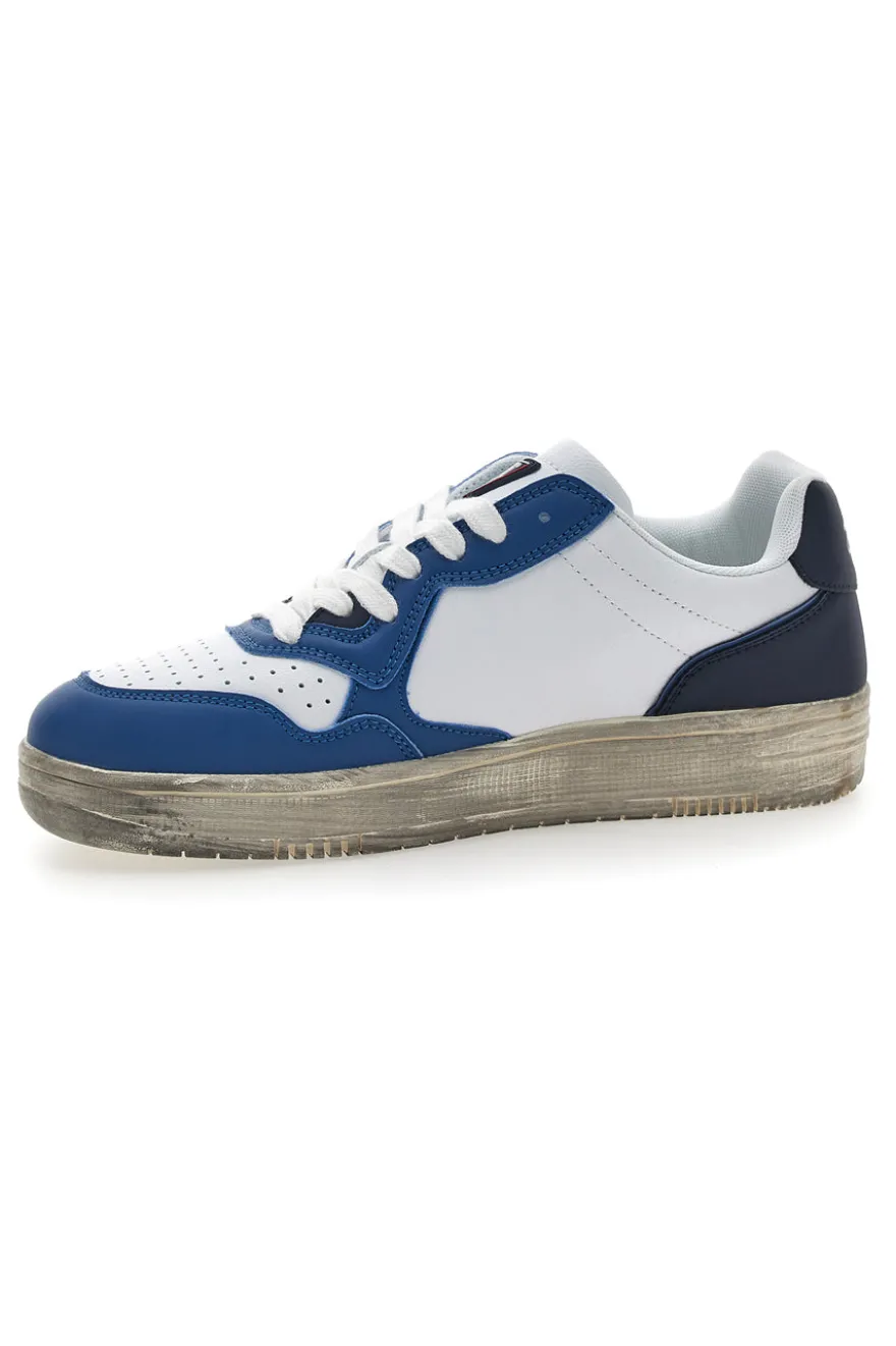 Weiße und blaue Sneakers mit Vintage-Sohle Leone 44