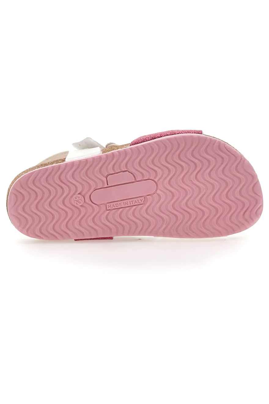 Weiße und fuchsiafarbene Sandalen mit Glitzerblume PITTARELLO BIO 257A084SR