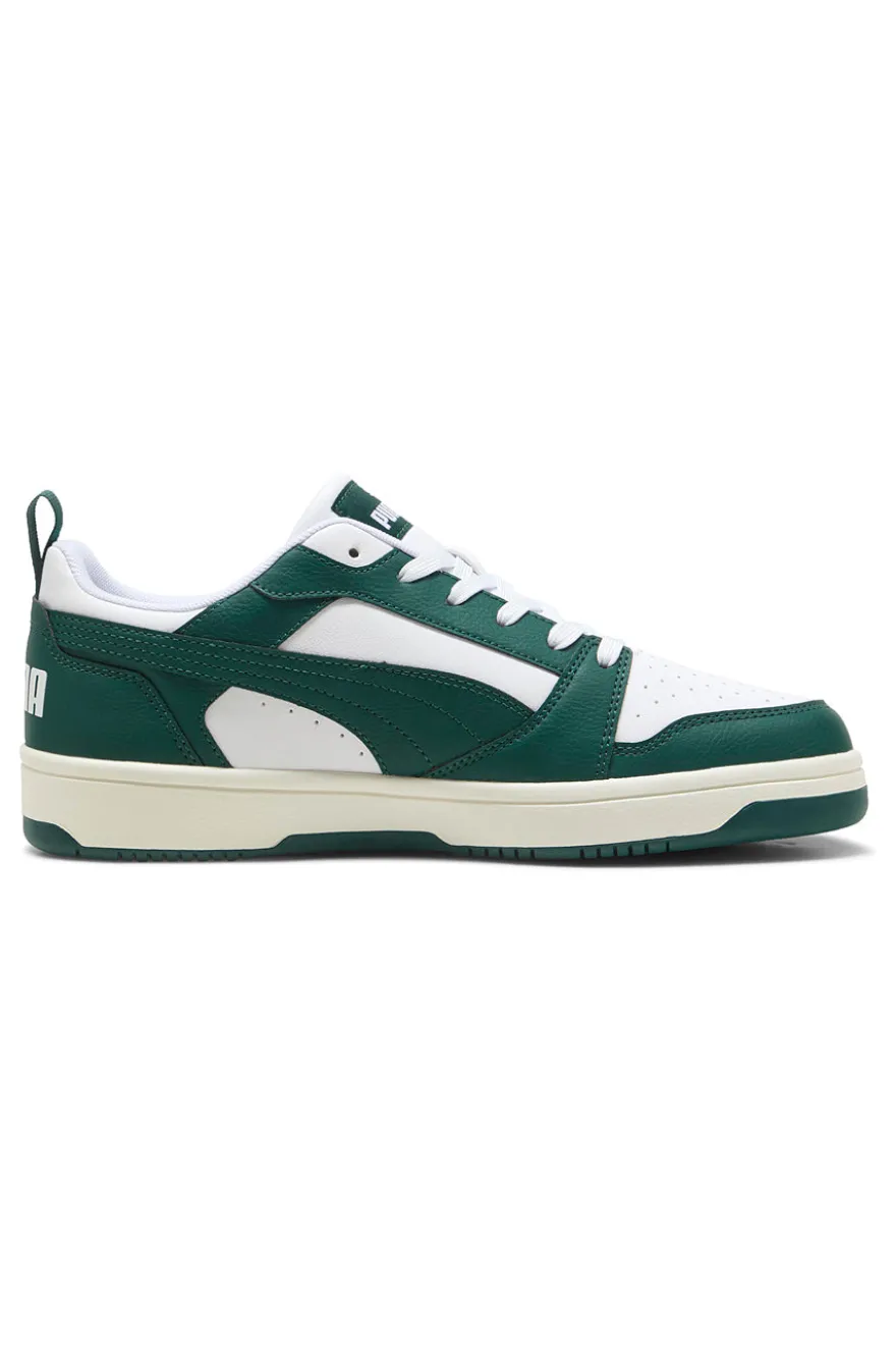 Weiße und grüne Turnschuhe PUMA Rebound v6 Low