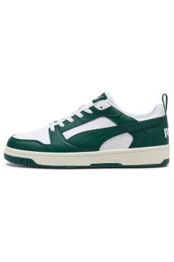 Weiße und grüne Turnschuhe PUMA Rebound v6 Low