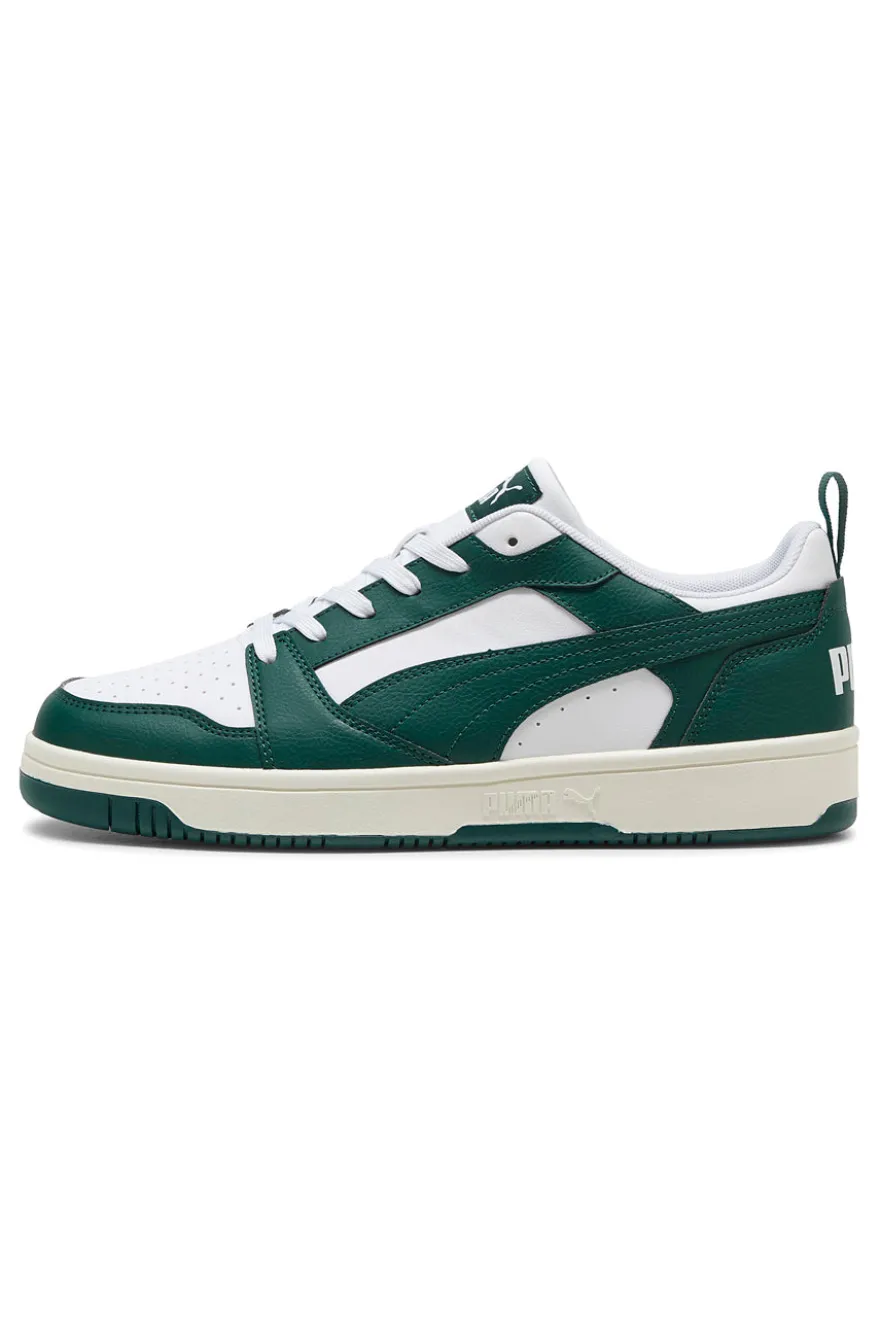 Weiße und grüne Turnschuhe PUMA Rebound v6 Low