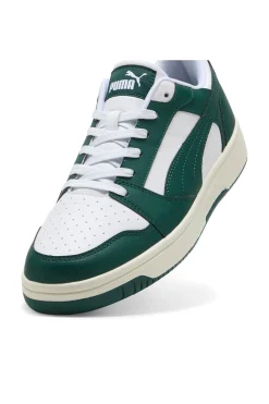 Weiße und grüne Turnschuhe PUMA Rebound v6 Low