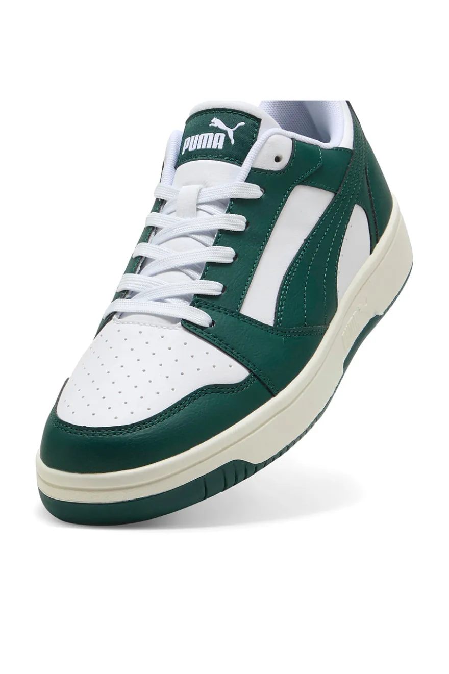 Weiße und grüne Turnschuhe PUMA Rebound v6 Low