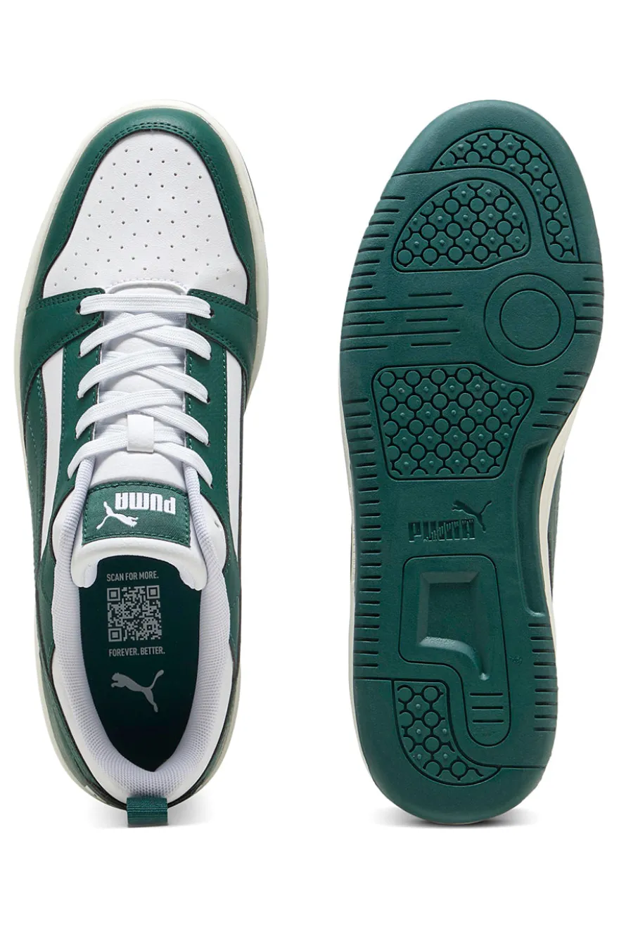 Weiße und grüne Turnschuhe PUMA Rebound v6 Low