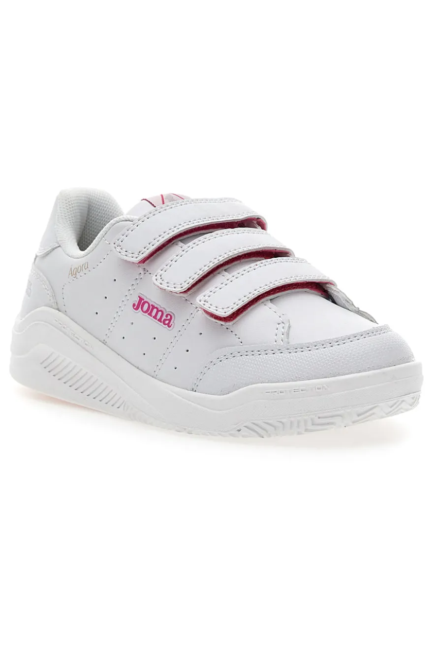 Weiße und rosa Turnschuhe mit Klettverschluss-Rips Joma W Agora Jr 2410