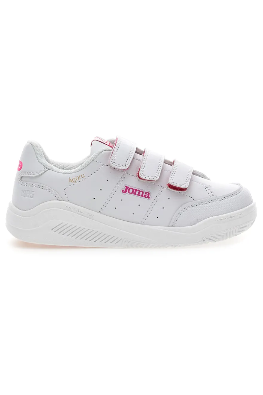 Weiße und rosa Turnschuhe mit Klettverschluss-Rips Joma W Agora Jr 2410
