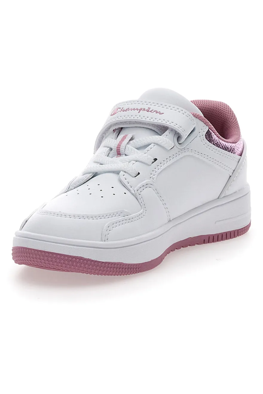 Weiße und rosa Turnschuhe mit Klettverschluss CHAMPION RD18 FOIL LOW G PS