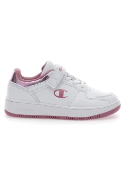 Weiße und rosa Turnschuhe mit Klettverschluss CHAMPION RD18 FOIL LOW G PS