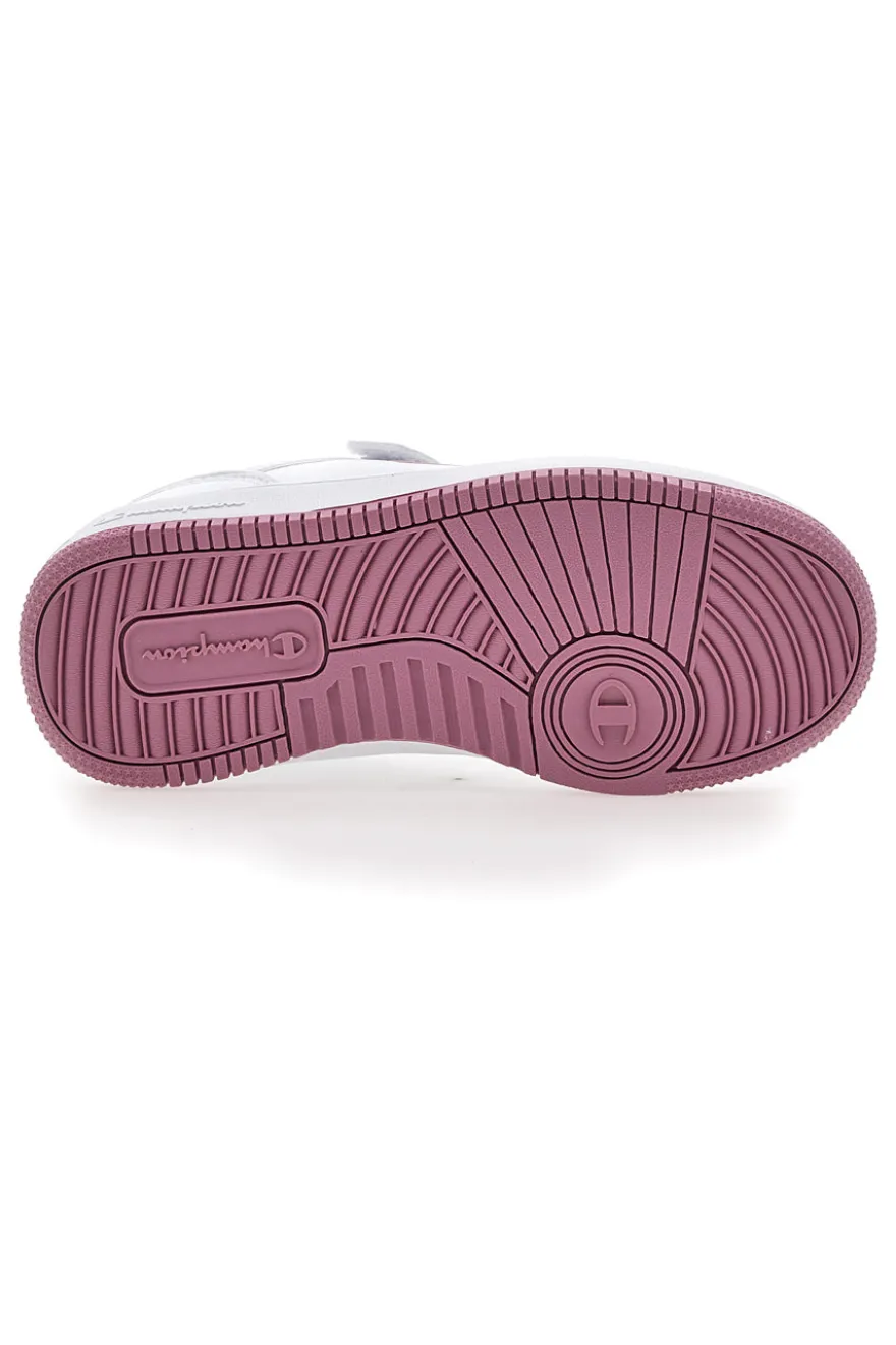 Weiße und rosa Turnschuhe mit Klettverschluss CHAMPION RD18 FOIL LOW G PS