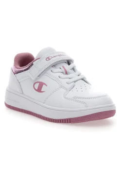 Weiße und rosa Turnschuhe mit Klettverschluss CHAMPION RD18 FOIL LOW G PS
