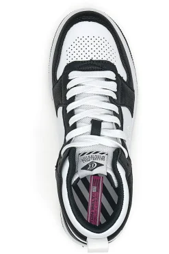 Weiße und schwarze Kobe Tumble-Sneaker aus Baumwolle mit Gürtel