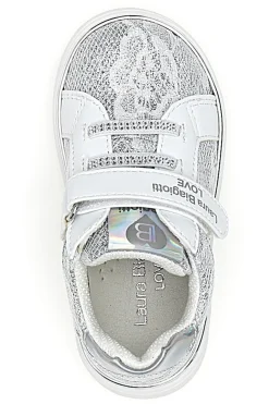 Weiße und silberne Sneakers mit Klettverschluss LAURA BIAGIOTTI AG17132