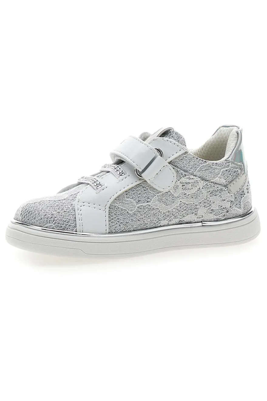 Weiße und silberne Sneakers mit Klettverschluss LAURA BIAGIOTTI AG17132
