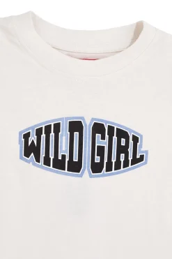 Weißes T-Shirt mit Wild Girl Pitt Kinderaufdruck PT-G-T-9042