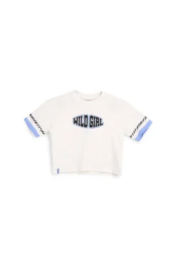 Weißes T-Shirt mit Wild Girl Pitt Kinderaufdruck PT-G-T-9042